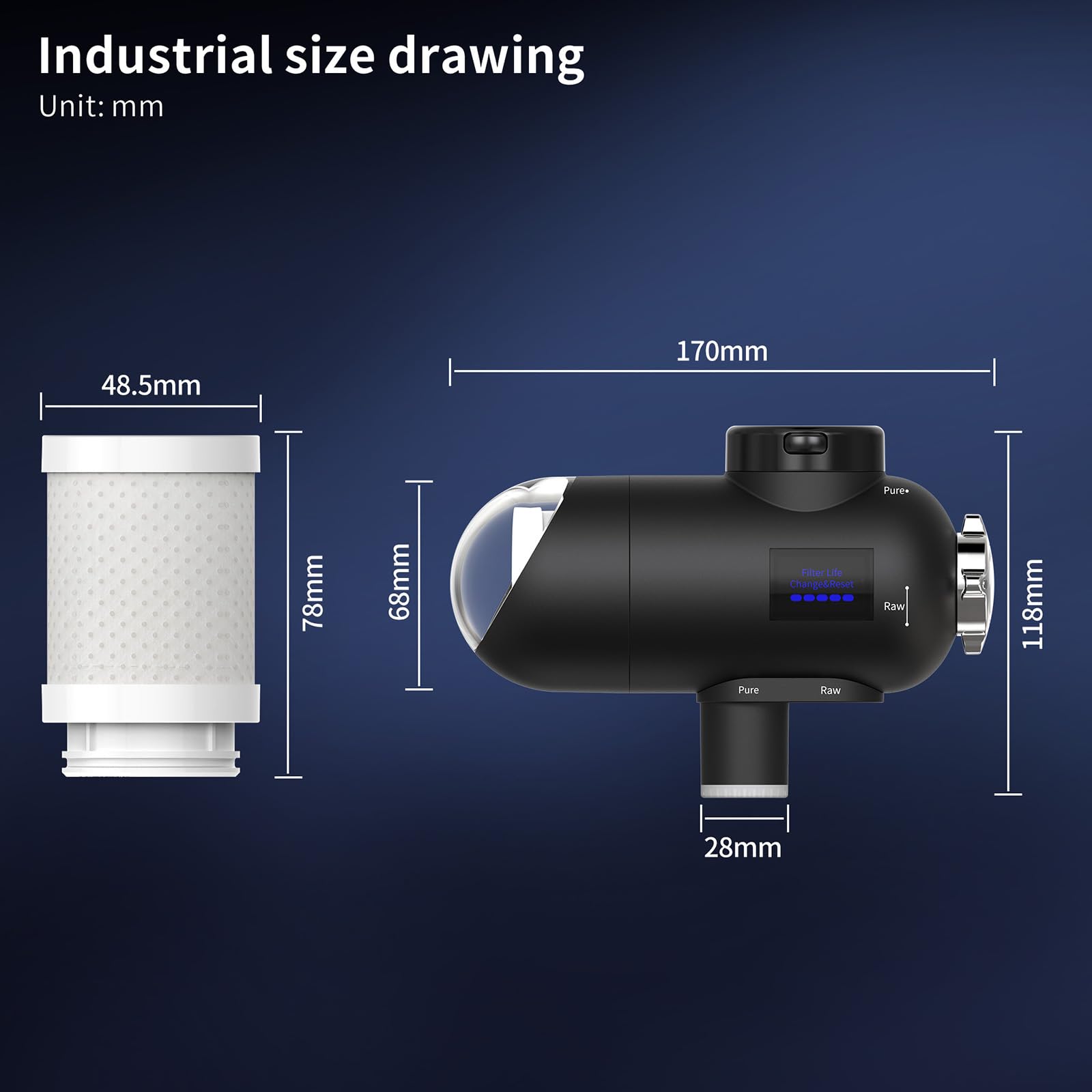 2025 HOMELODY Filtro de agua potable con indicador LED