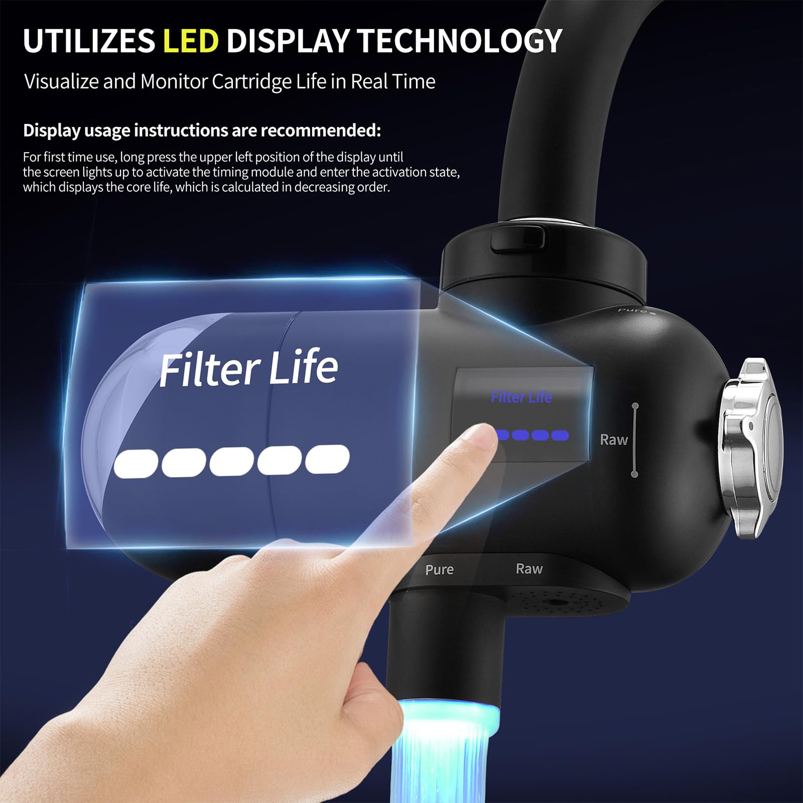 2025 HOMELODY Filtro de agua potable con indicador LED