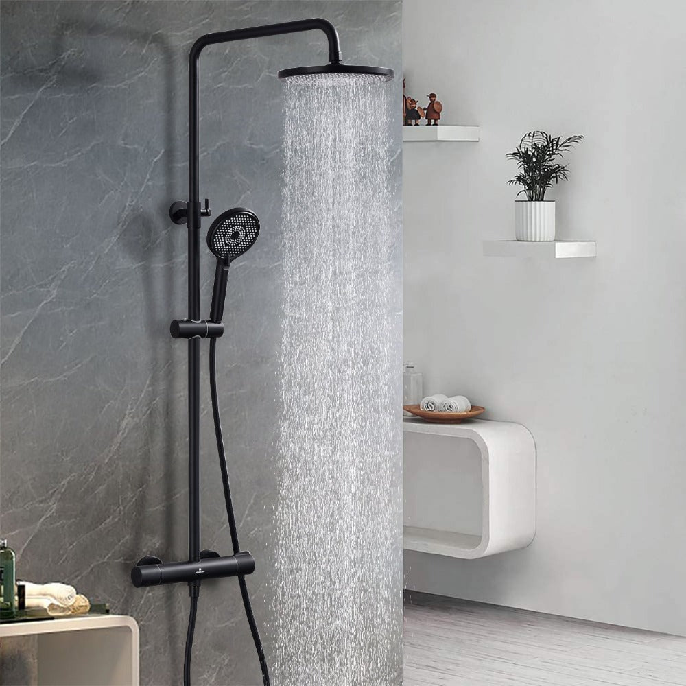 Columna ducha termostática Negro Mate Ergos - La fontanería en casa